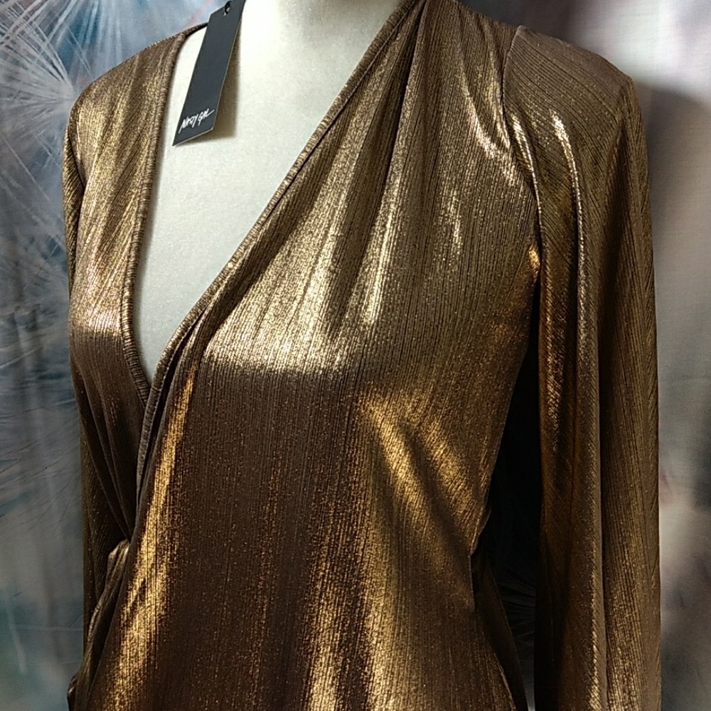 Nasty Gal Wrap Shimmer Dress - Picture 3 of 9